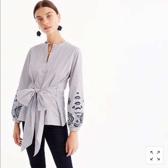 J. Crew Tops - JCREW embroidered tie front tunic